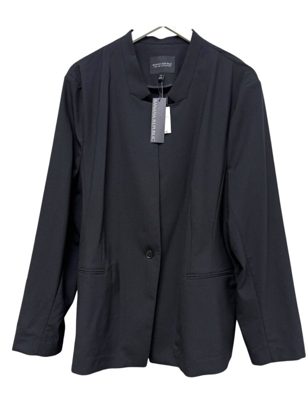 Banana Republic Long & Lean Blazer Black Wool Blend Plus Size 20 Jacket NWT